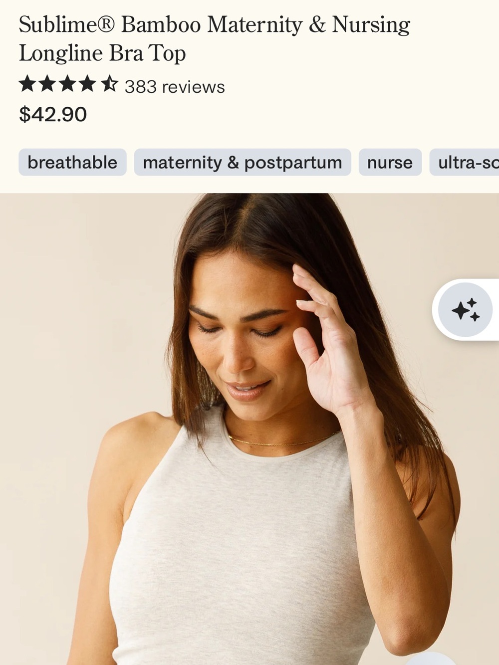 Bamboo Maternity & Nursing Longline Bra Top - Oatmeal